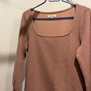 Madewell square beck puff sleeve ribbed sweater